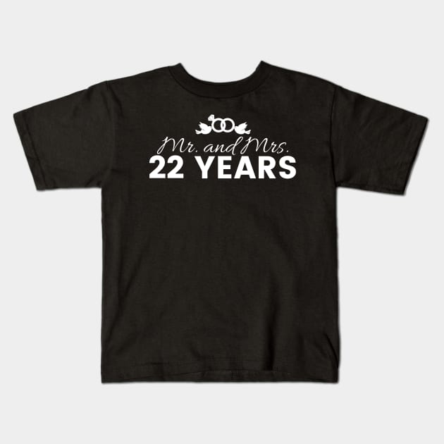 22nd Wedding Anniversary Couples Gift Kids T-Shirt by Contentarama